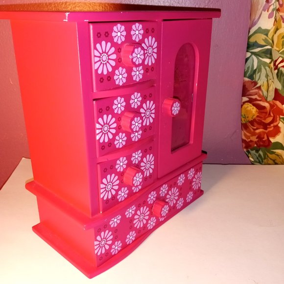 PINK & WHITE GIRLS 4 DRAWER JEWELRY BOX FOR RINGS, NECKLACES AND STUFF - Picture 2 of 7